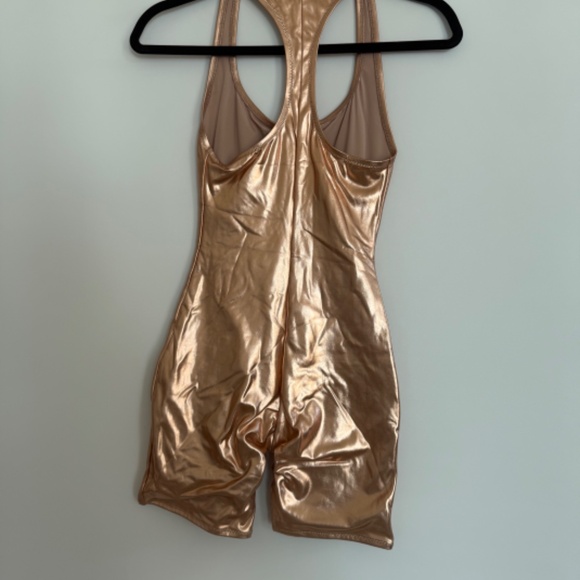 Skims Metallic Swim Cycle Suit Copper/Gold XS - Picture 3 of 5